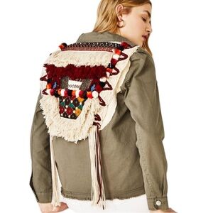 Bershka Pom Pom Cargo Jacket M/L Khaki